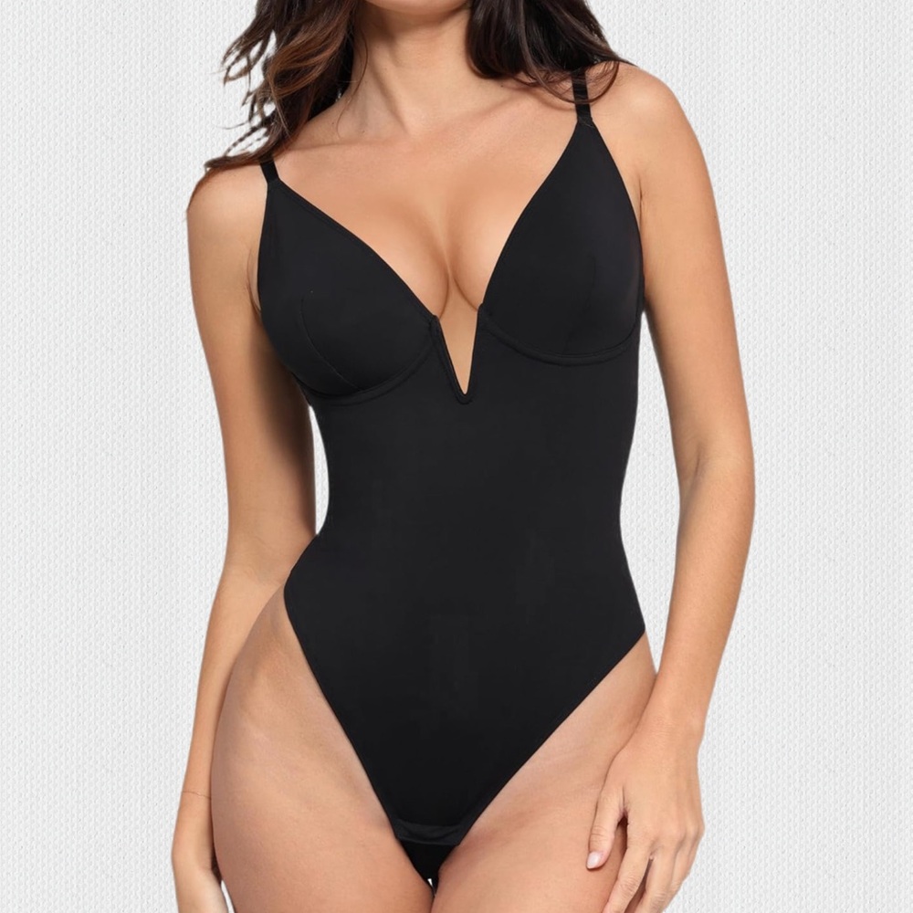 NWT Popilush Black Shapewear Bodysuit with Plunge Neckline - Various Sizes
